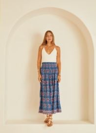 Natalie Martin Bella Skirt - Vintage Flowers Azure Garmentory at Garmentory